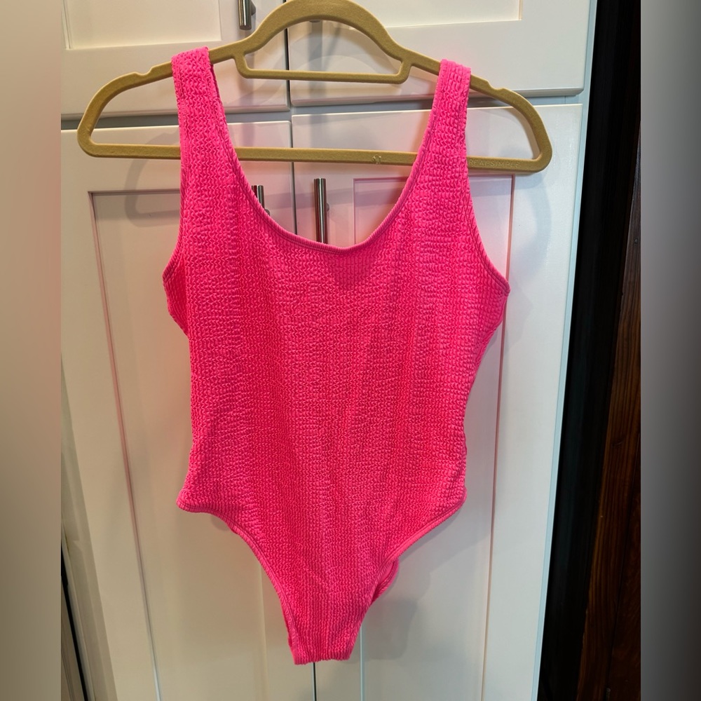 NWT Buddylove “Bondi Swimsuit Neon Pink” one piece, size large